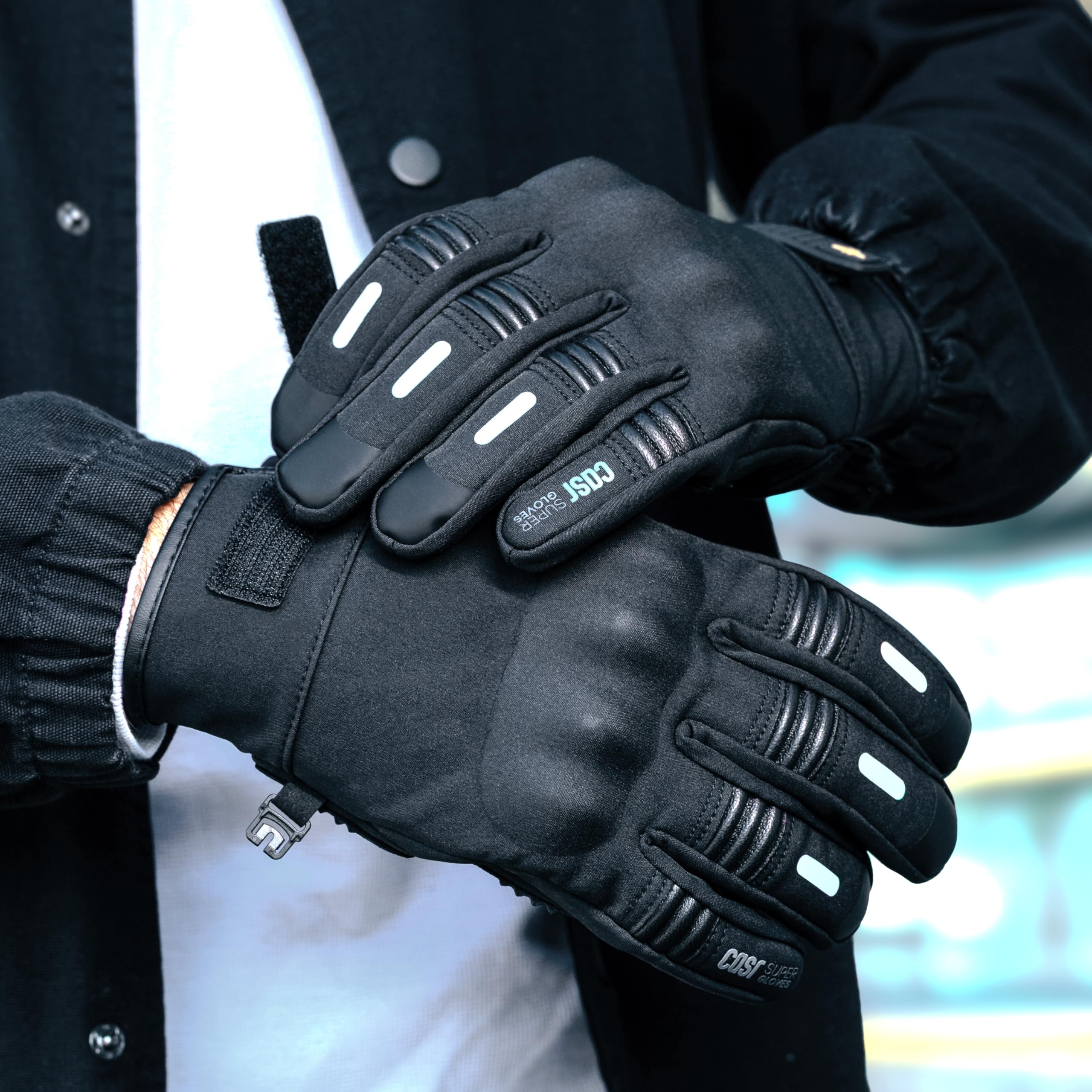 Casr Super Gloves – Gant Moto Homologué Homme Femme, Gant Mi-Saison, Accessoire Moto Étanche Et Coupe-Vent, Tactiles Avec Protection Renforcée Pour Cross, Scooter - Noir