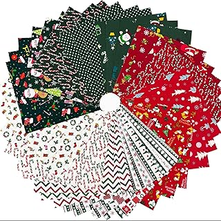 Christmas Layer Cake Fabric Bundles,10x10 Inch Precut Quilting Squares,100% Cotton Craft Fabric with 14 Holiday Patterns(42Pcs)