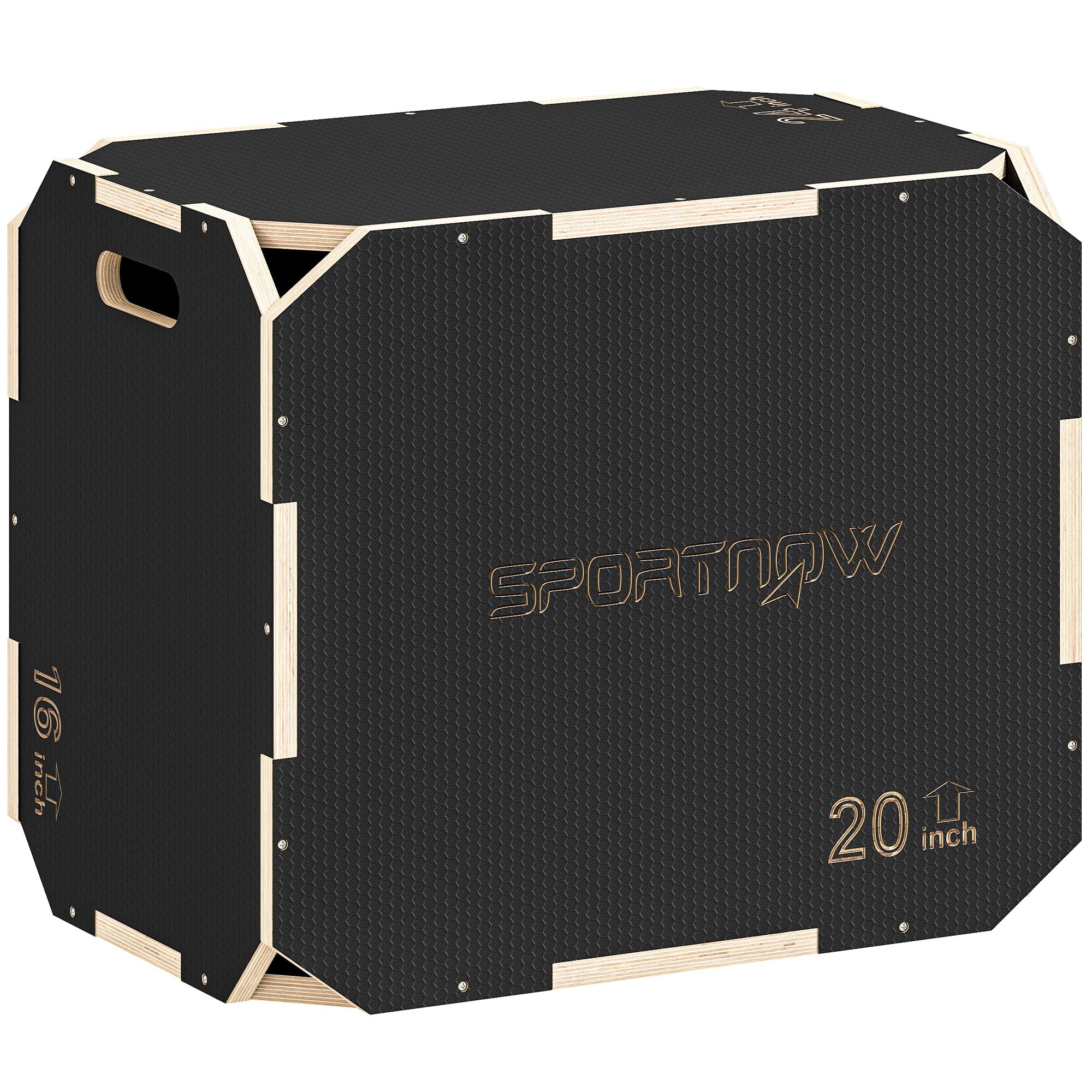 SPORTNOW 3 en 1 boîte pliométrique en Bois pour entraînement au Saut, Box Jump antidérapant et sans Coins, plyo Box pour Exercices de Gym à Domicile et entraînement en Plein air, Noir