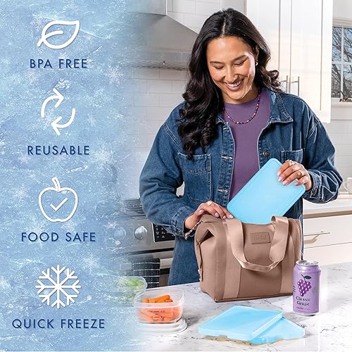 Miniatura 5 de Cool Coolers by Fit & Fresh - Paquete de 4 bolsas de hielo XL delgadas y reutilizables, bolsas de hielo reutilizables de congelación rápida y ahorro