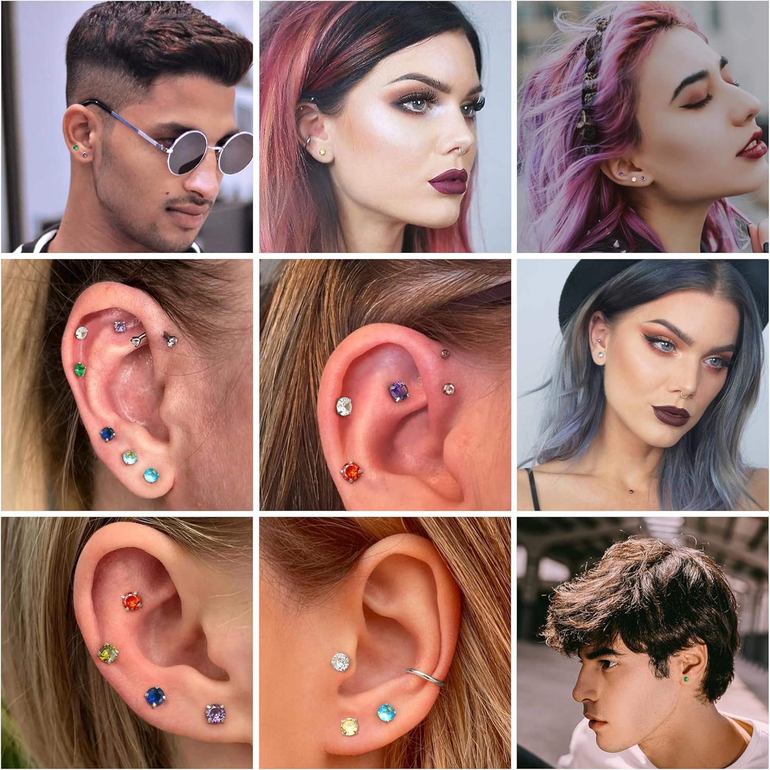 ORAZIO 20G Threadless Flat Back Earring for Women Men, Hypoallergenic Surgical Steel Push in Flatback Stud Earrings, Cartilage Helix Tragus Conch Labret Nostril Piercing Jewelry - Image 2