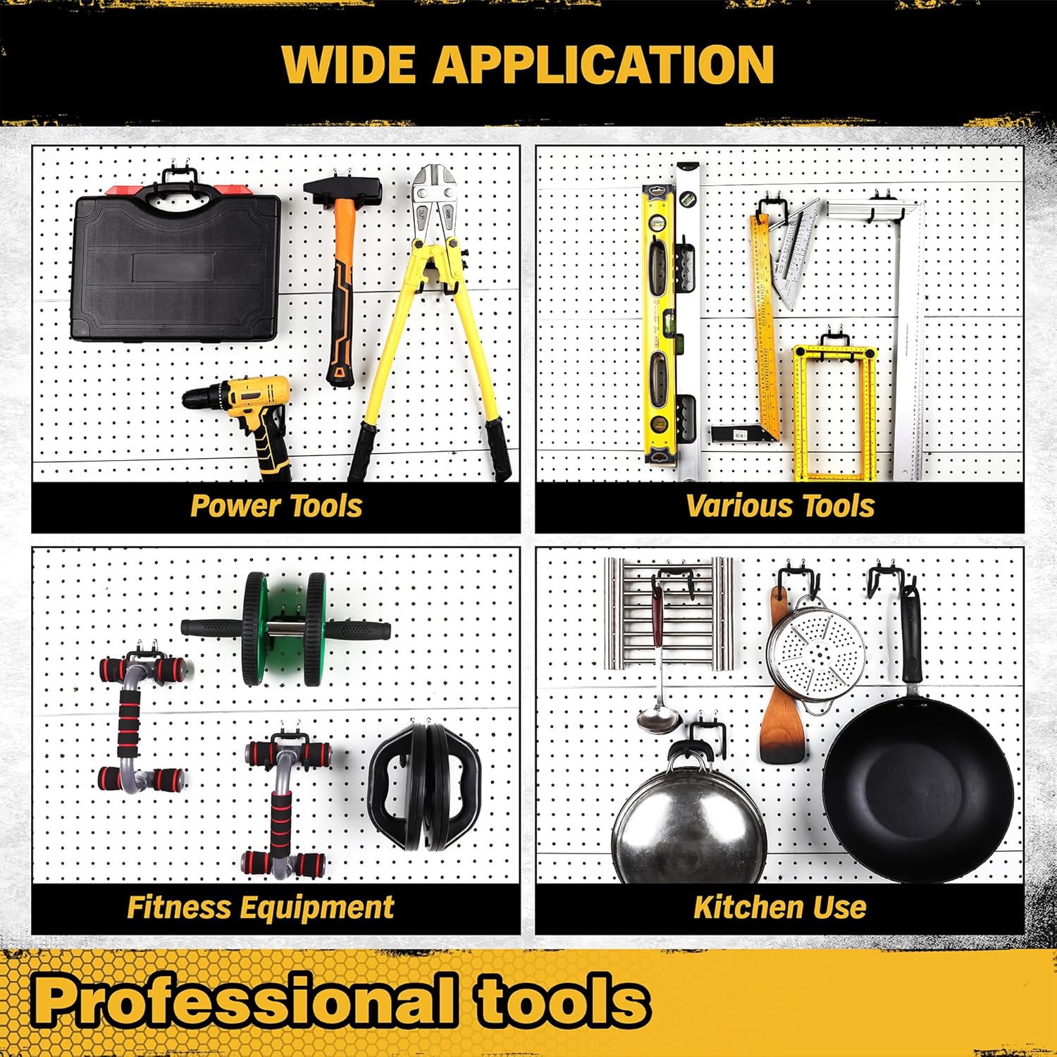 ELEAD 4-Piece Flat Pegboard Hooks, Peg Board Organizer Accessories for Hanging, Fit 1/4" Pegboard, Peg Board Tool Hangers for Garage Kitchen Workbench - Image 8