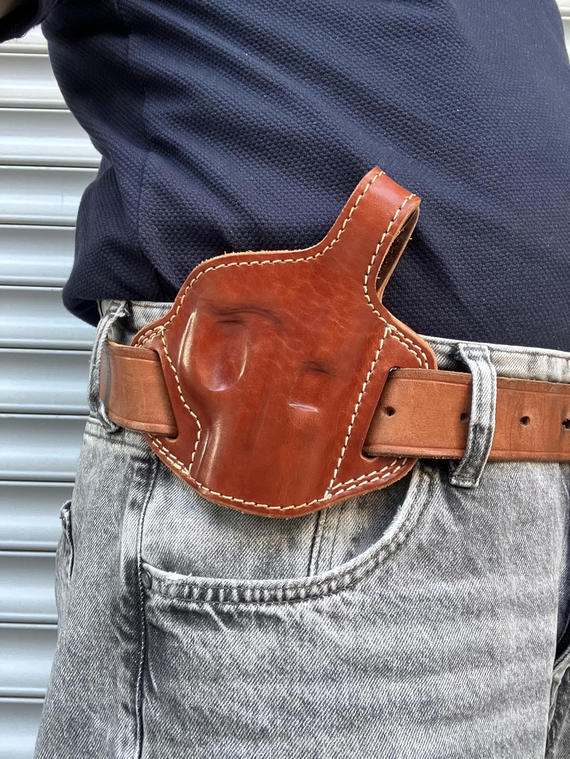 Leather Belt OWB Holter for Cz 83 (R.H) Tan Black