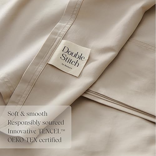 Miniatura 3 de Double Stitch by Bedsure Juego de sábanas de algodón Tencel  Ganador del premio Good Housekeeping Award, juego de sábanas tamaño Queen refrescante,
