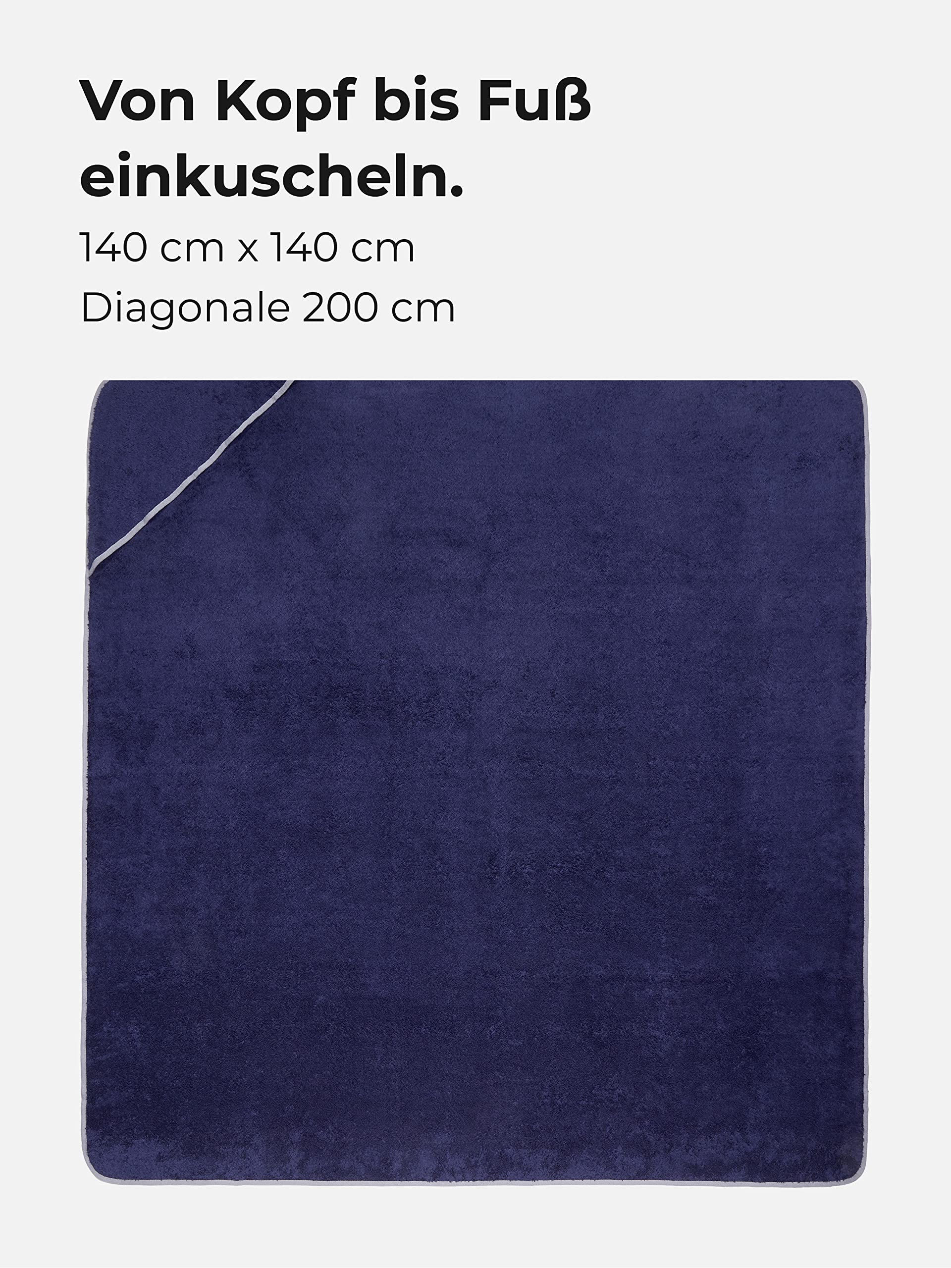 Sowel® Kapuzenhandtuch, 100% Bio-Baumwolle, Badetuch mit Kapuze für Erwachsene, Kinder und Babys, Größe 140x140 cm, Navy/Grau