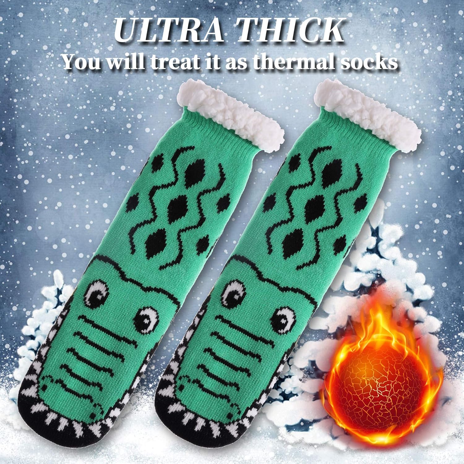 DYW Mens Slipper Socks Animal Fuzzy Non Slip Fluffy Winter Warm Soft Thick Fleece lined Thermal Home Socks - Image 6