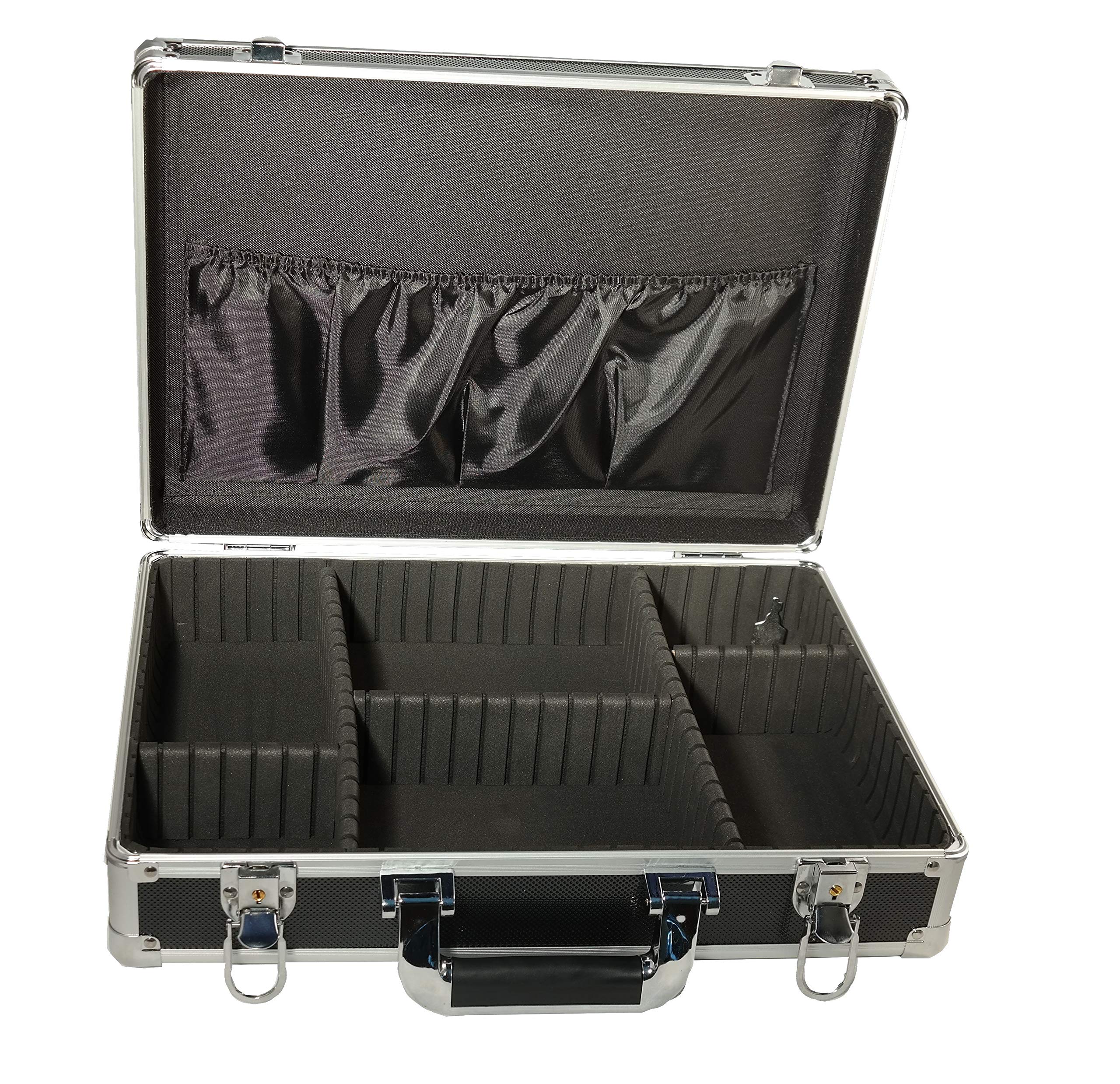 Ursae Minoris Elite Silver Aluminum Storage Box with Adjustable Compartments for Small Collectible Items and Artifacts