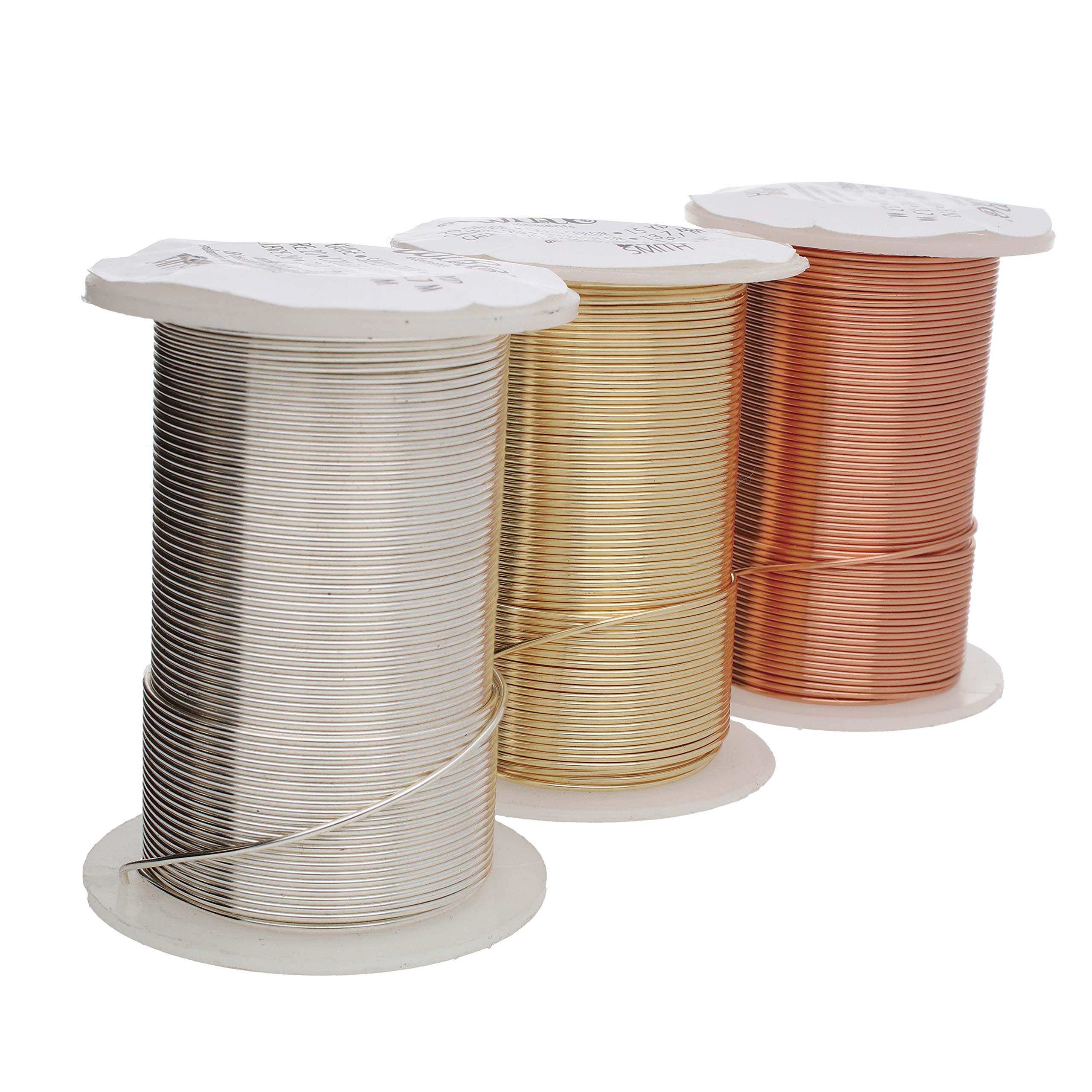 Lot de 12 câbles de bricolage non ternissables de calibre 18, couleurs assorties, or, argent, cuivre, 4 de chaque