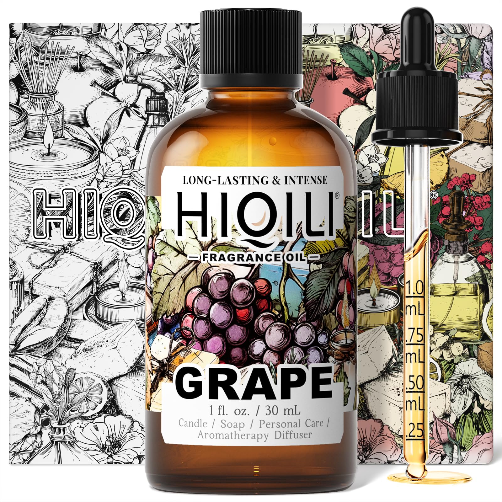 HIQILI Grape Fragrance Oil for Diffusers, Perfume &amp; Room Spray - 1 Fl Oz