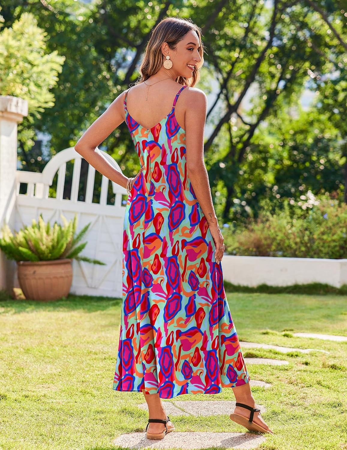 Zeagoo Womens Summer Maxi Dress Spaghetti Strap Casual Printed Dress Boho Floral Beach Sundress, - Image 2