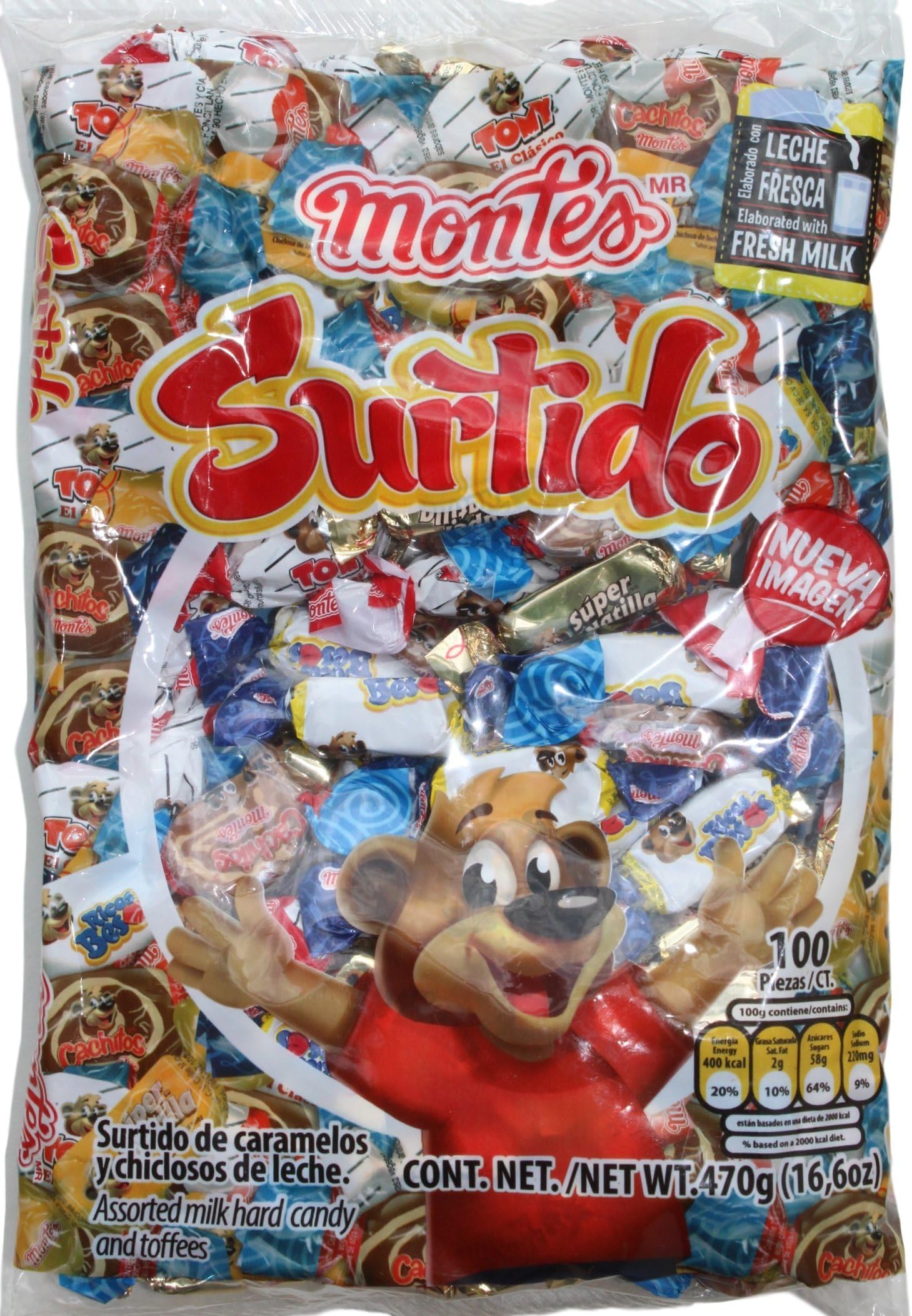 Surtido Montes - Assorted Milk Hard Candy and Toffees 100pcs (Net Weight 16.6oz)