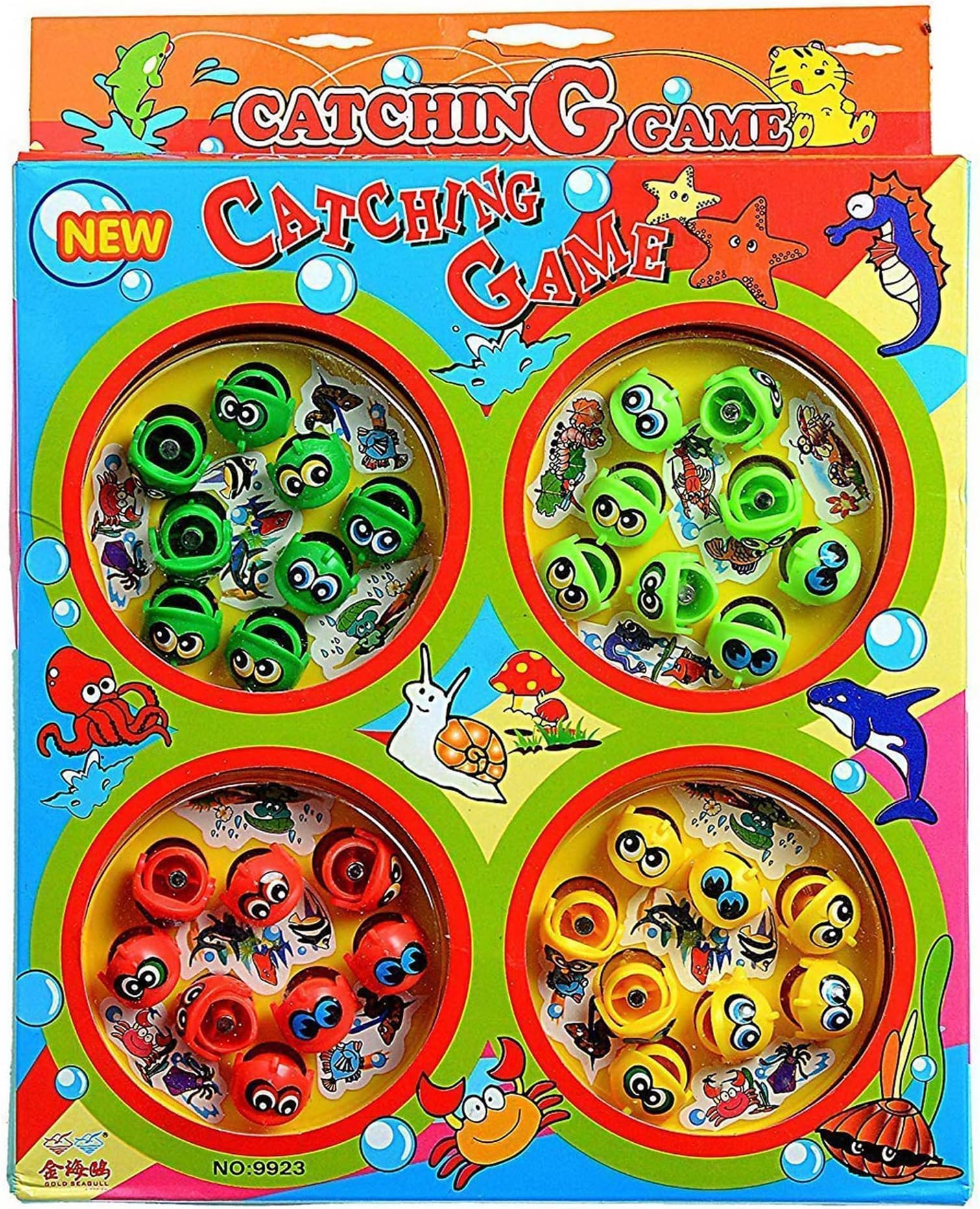 URBAN TOYS 32 Pieces Magnetic Fish Catching Game Fishing Game with Music with 4 Rotating Fish Ponds with 4 Magnetic Sticks (Color May Vary)