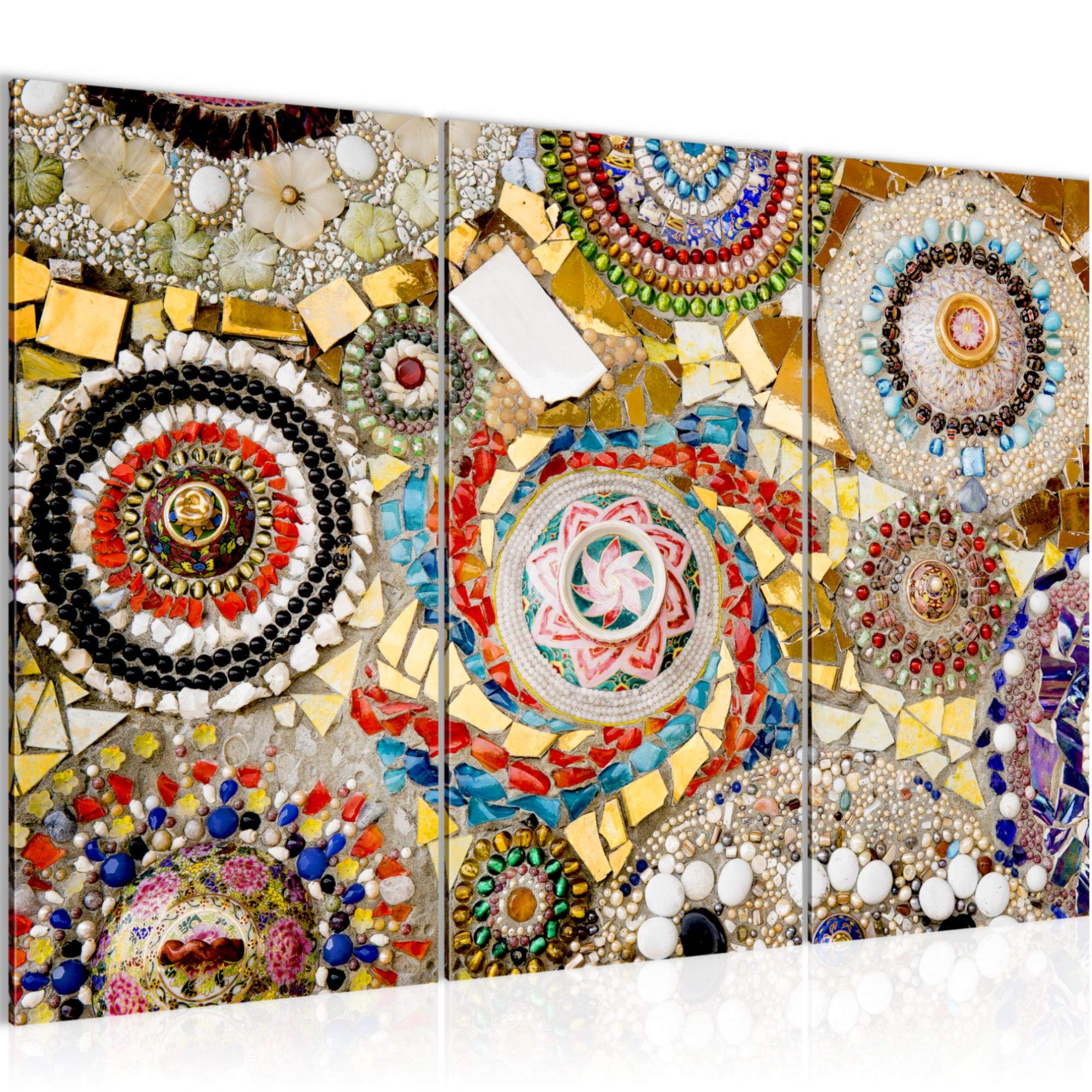 Runa Art Tableau XXL 3 Parties Femme Beauté Mode 120x80cm - Décoration Murale Salon Noir Et Or Élégante