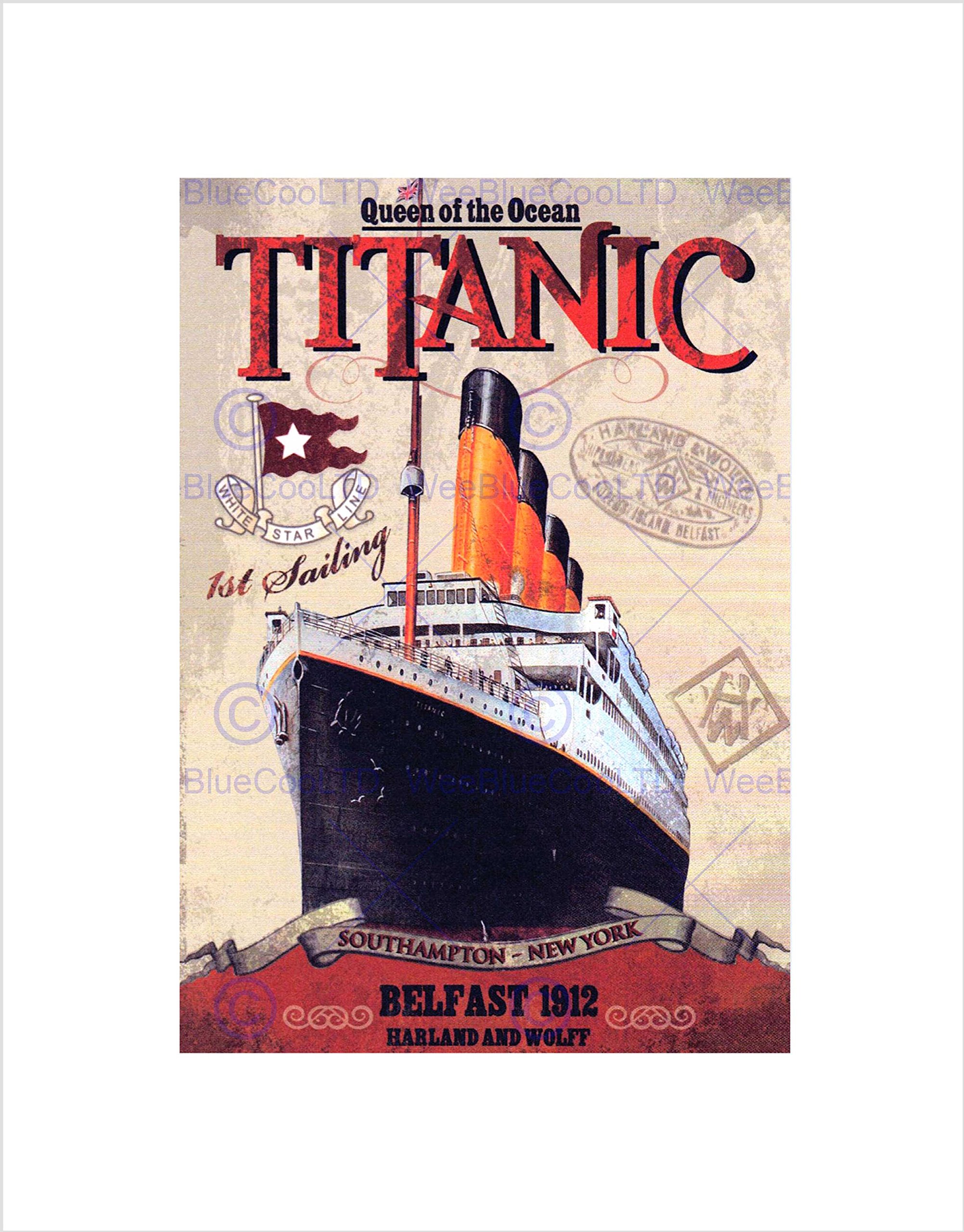 Wee Blue Coo Travel Transport Titanic Liner Disaster Queen Ocean Wall Art Print