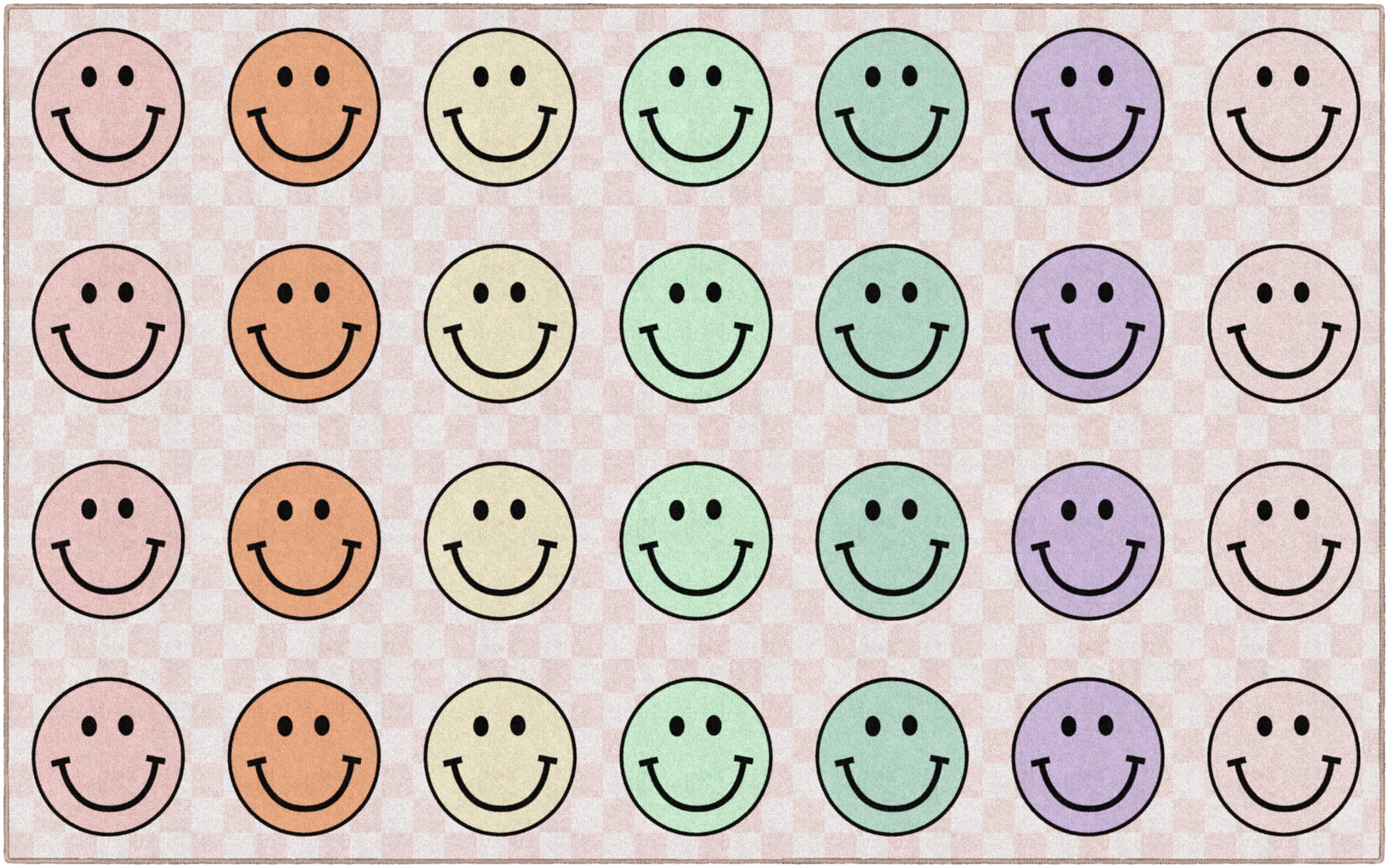 Flagship Carpets Schoolgirl Style Smiley Faces Sit Spots Children's Classroom Décor Area Rug for Schools, Durable and Fun for Learning Centers,
