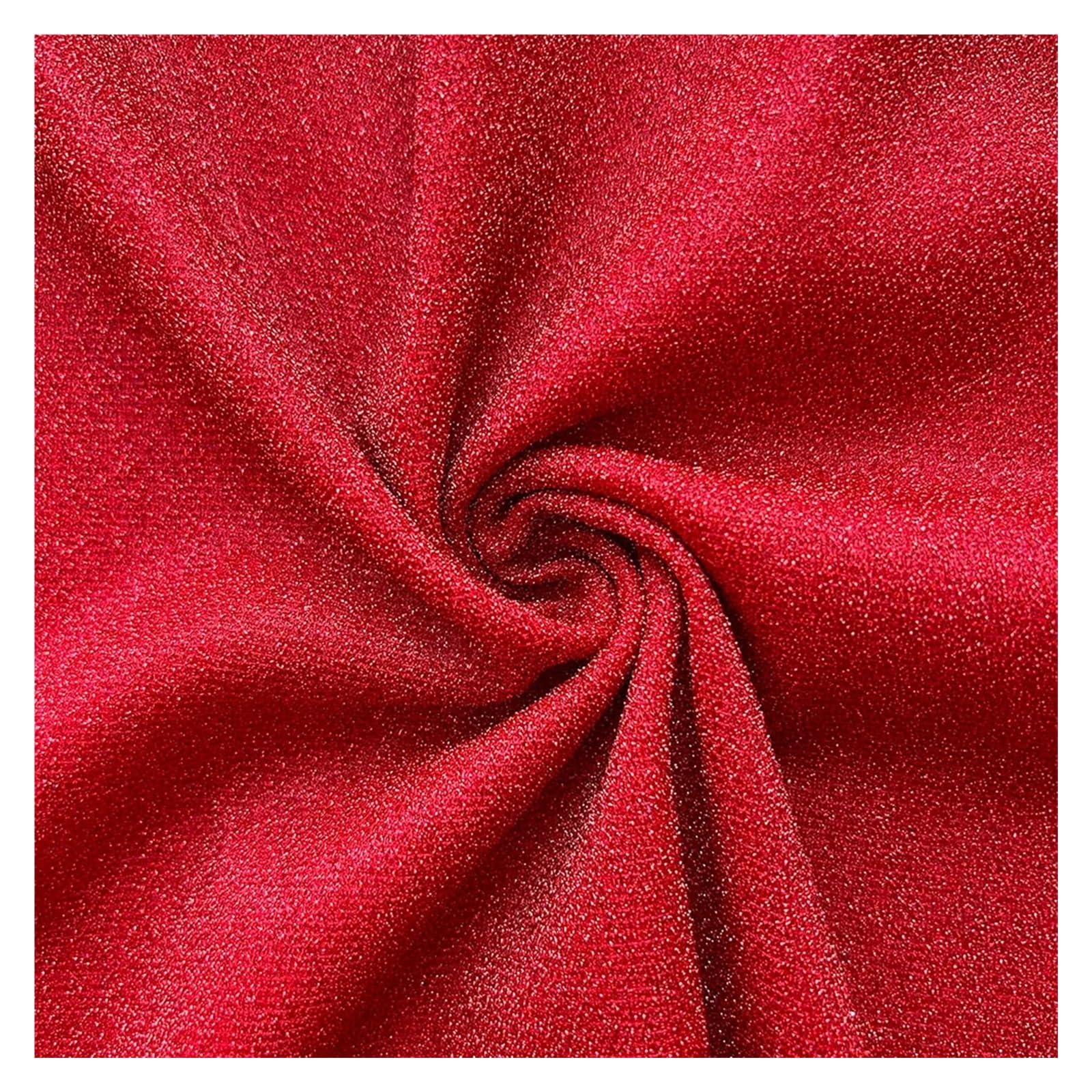 Tejido metalizado con purpurina, Tela de malla elástica punto con purpurina cielo estrellado, multicolor, 50x150cm(Rosso)