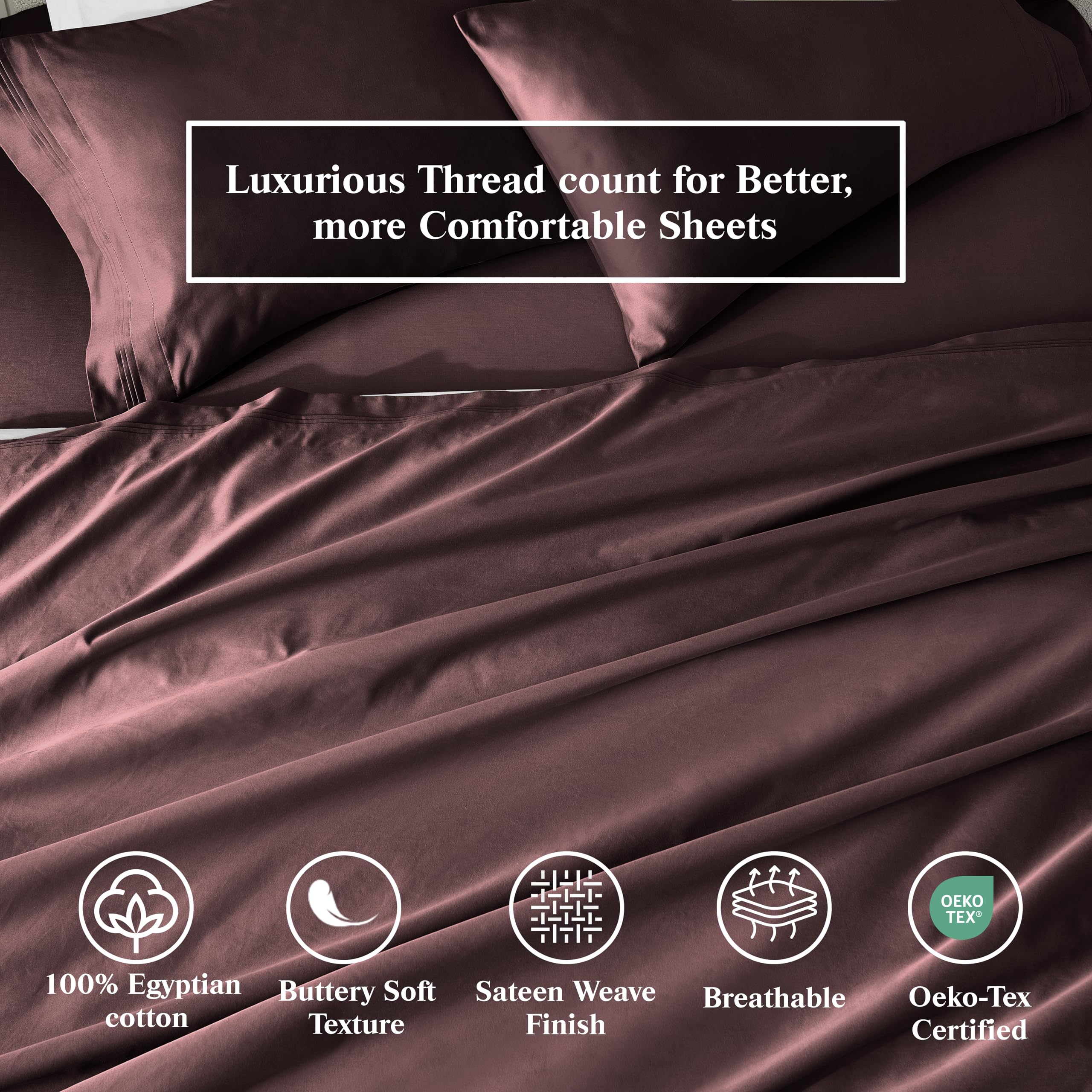 Superior Set di 2 federe in 100% cotone egiziano a 650 fili, federa moderna in tinta unita, ultra morbida, elementi essenziali per la biancheria da letto, accenti per il letto, dimensioni standard