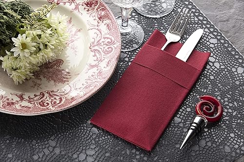 Miniatura 9 de Servilletas de papel de color azul marino con bolsillo para cubiertos, desechables, absorbentes y sensación de lino para cocina, baño, fiestas,