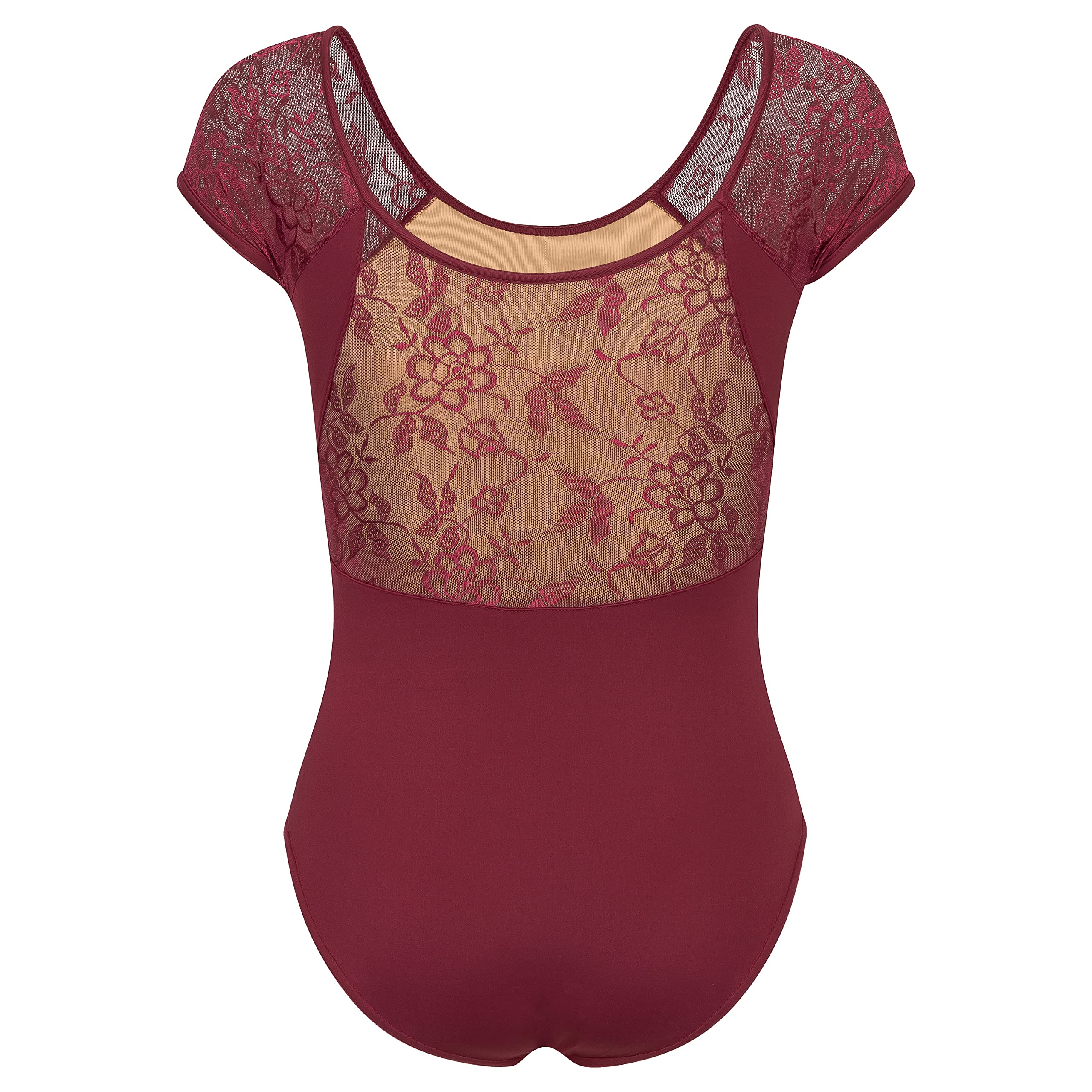 tanzmuster Ballett Trikot Damen Kurzarm - Maike - fein bestickt - BH-Pad-Einschub - Tanz Body - Ballettkleidung für Erwachsene