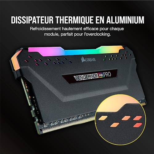 Corsair Vengeance RGB Pro 32Go (2 x 16Go) DDR4 Jusqu'à 3600MHz C18, Kit de Mémoire Haute Performance (AMD Optimisé) - Noir - 5