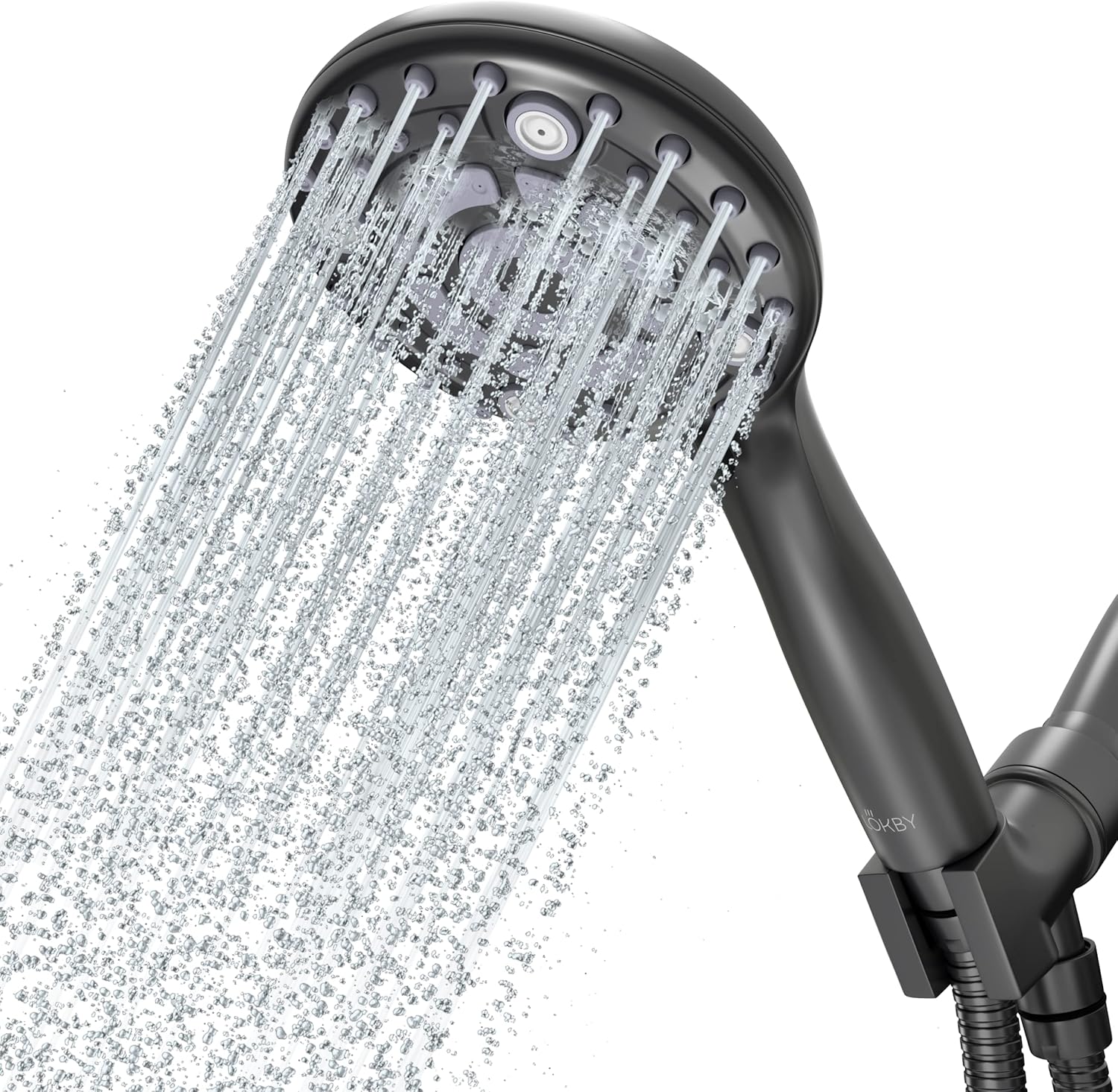 LOKBY 5″ High Pressure Handheld Shower Head 6Setting High Flow Even