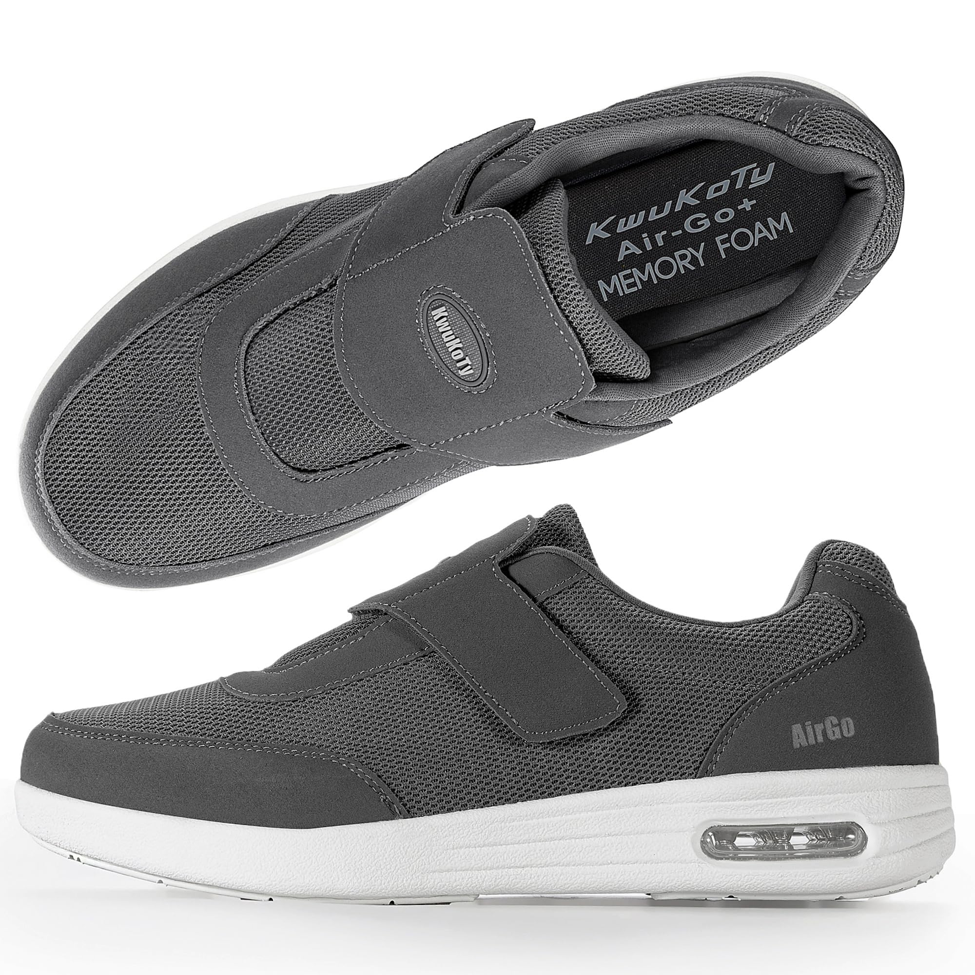 KWUKOTY Diabetiker Schuhe Damen, Orthopädische Schuhe Extra Weit | Anpassbare 3-lagige Einlegesohle, leichter Klettverschluss, stoßdämpfendes Luftpolster und rutschfeste Laufsohle
