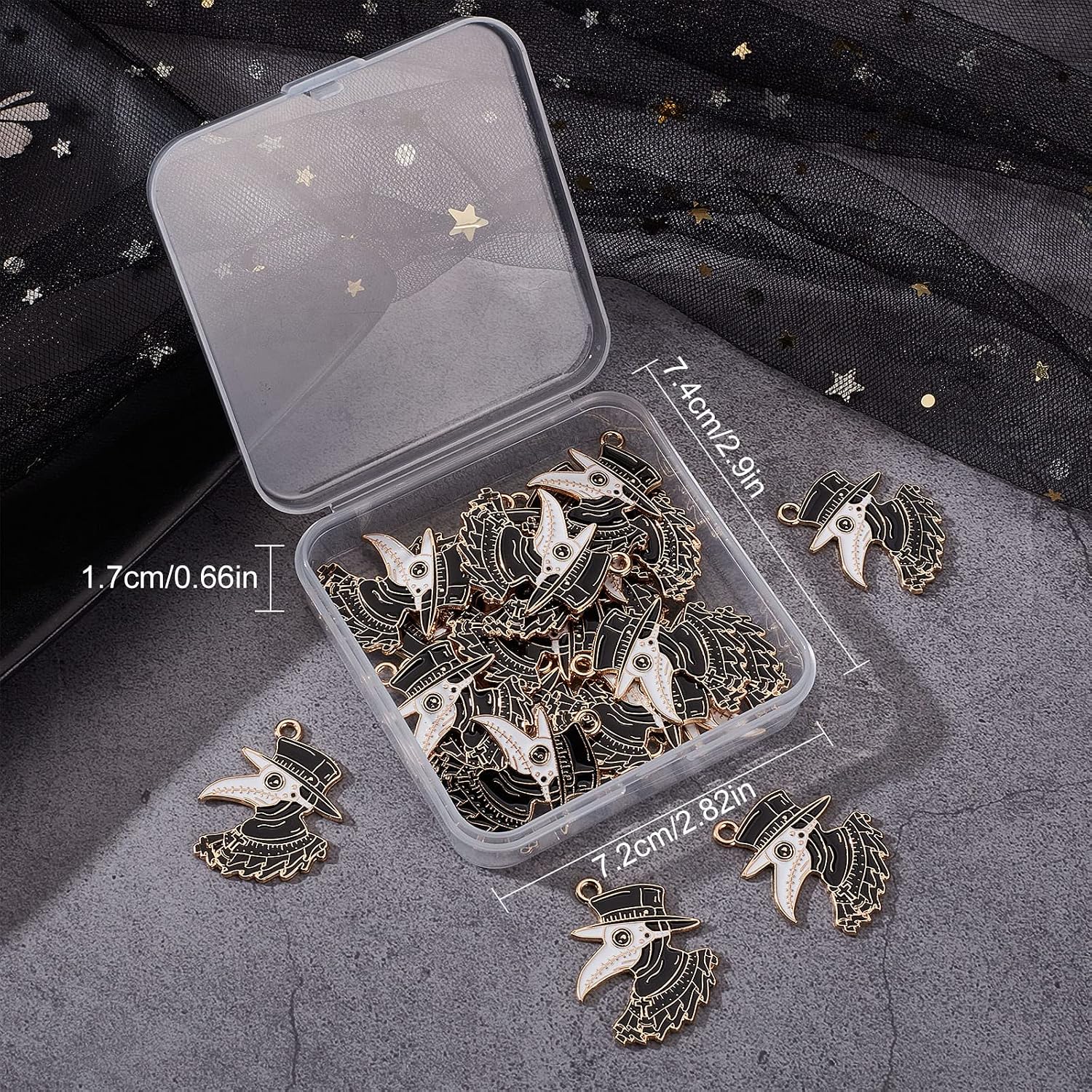 SUNNYCLUE 1 Box 24Pcs Gothic Charms Bird Charms Enamel Raven Crow Beak Halloween Doctor Steampunk Black Charm for Jewelry Making Charms Earrings Necklace Bracelets Earrings Adult DIY Craft Supplies