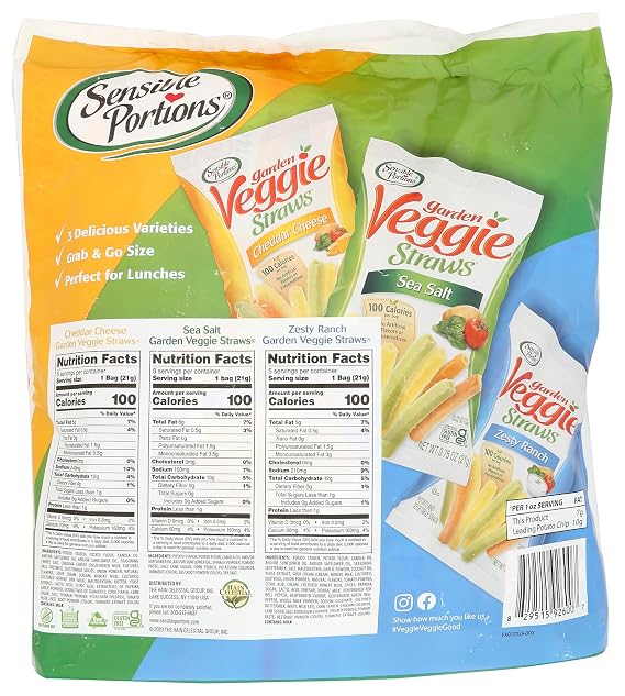 Sensible Portions Garden Veggie Snacks - Veggie Straws Variety Pack, 18ct Polybag (Pack of 1)
