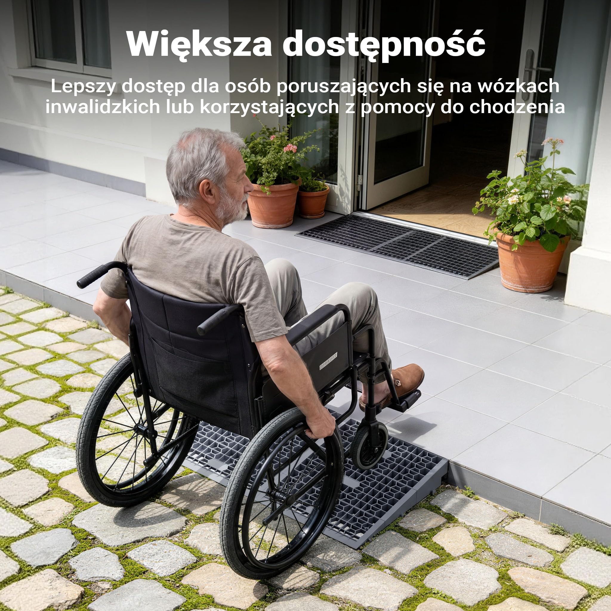 Wiltec Rampa progowa modułowa do 1360 kg nośności, o wymiarach 810 x 460 x 0-25/25-50/50-76 mm, możliwość wydłużenia, szybki montaż