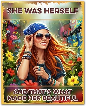 ZUKIY Bold Spirit Wild and Free - Boho Hippie Poster Wall Art for Teen Girl Bedroom or Dorm Room - Colorful Inspirational Quote Artwork for Women and Bohemian Decor - 8x10 Unframed