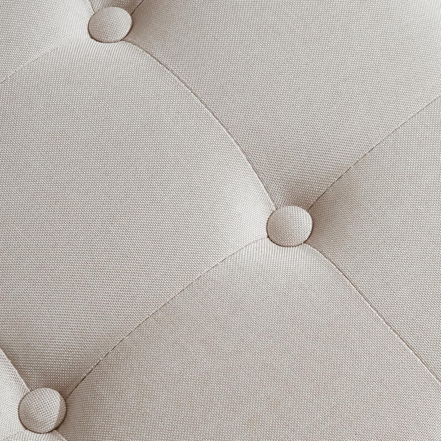 Furnimart 42.5 Inch Storage Ottoman Bench, Flip Top End of Bed Storage Bench, Upholstered Blanket Bench for Bedroom, Entryway, Living Room, Tufted Linen (Beige)