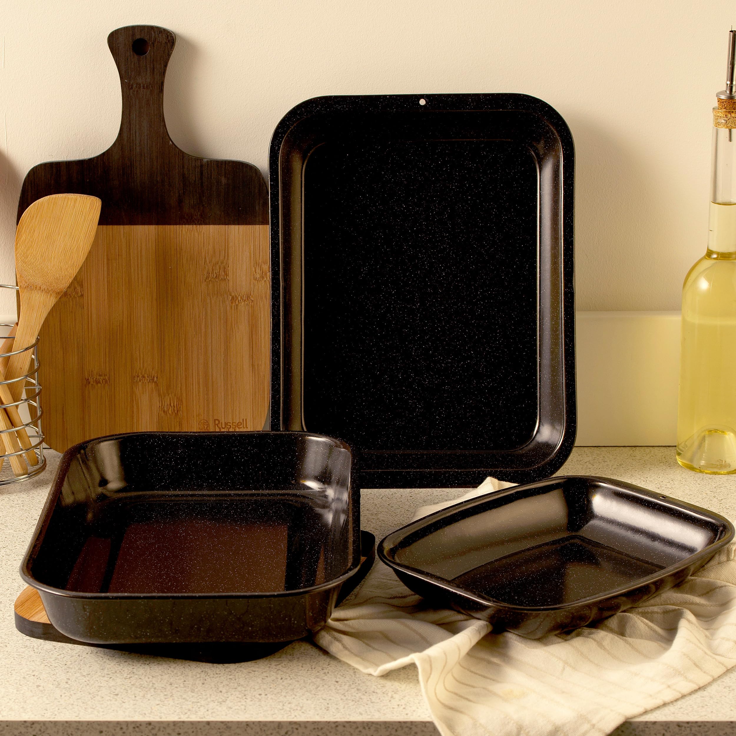 Image secondaire de Lot de Plats à Rôtir Russell Hobbs en Émail Noir - 3 Tailles Pratiques