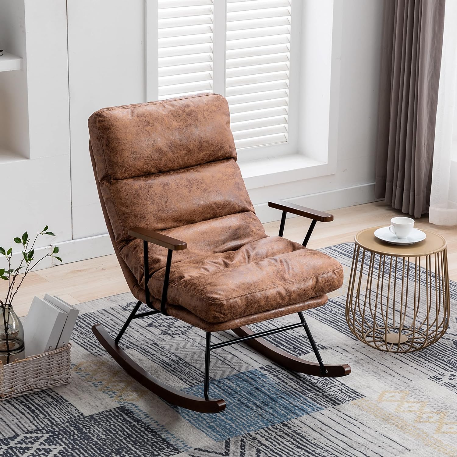 Amazon.com: RIVOVA Accent Rocking Chair, Mid-Century Modern Nursery ...