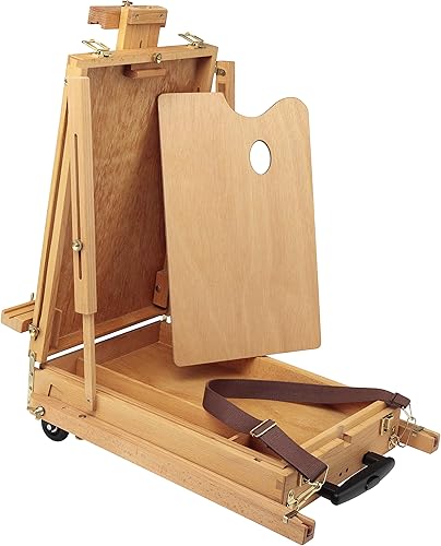 Miniatura 2 de Creative Mark Monet Caballete de madera de nogal francés y caja de bocetos, caballete de arte ligero portátil con almacenamiento para adultos, ideal
