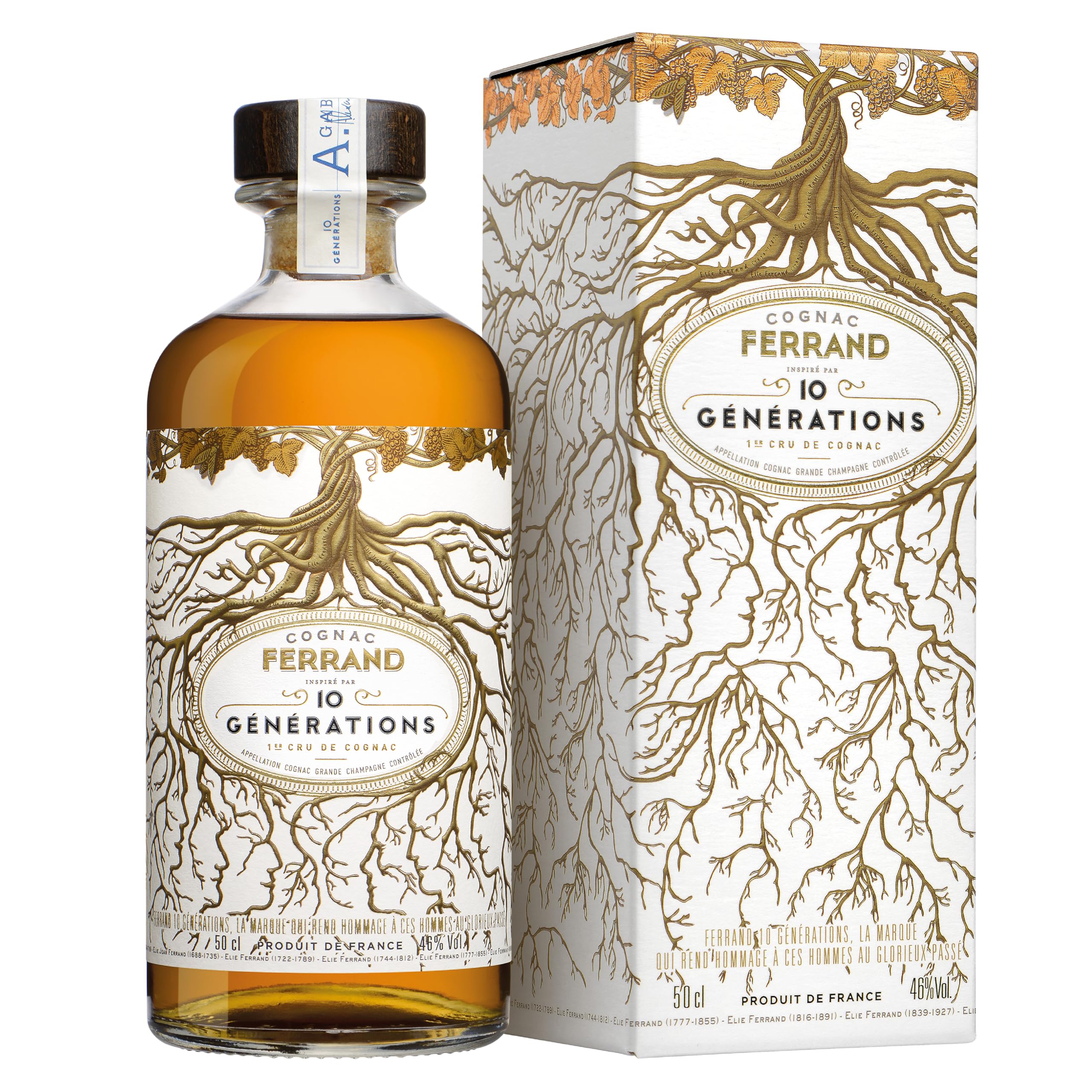 Pierre Ferrand 10 Generations Premier Cru Grande Champagne Cognac, 46% ABV, distilled on fine lees, French oak + Sauternes cask finish, 50cl bottle – Old Fashioned, sipping & celebrations