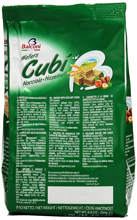 Balconi Cubi Hazelnut Wafers - 250 g