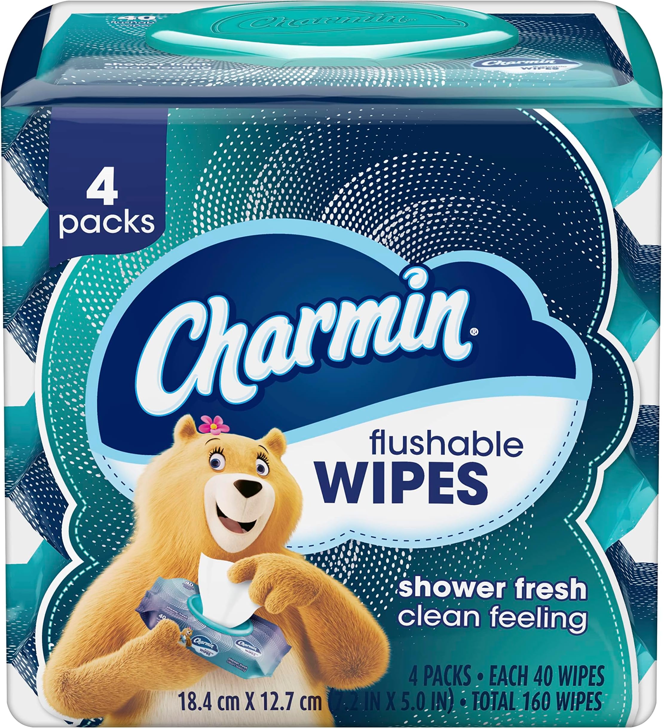 Flushable Wipes, 4 packs, 40 Wipes Per Pack, 160 Total Wipes