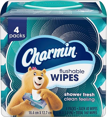 Charmin Flushable Wipes, 160 Total Wipes (4 Packs of 40)