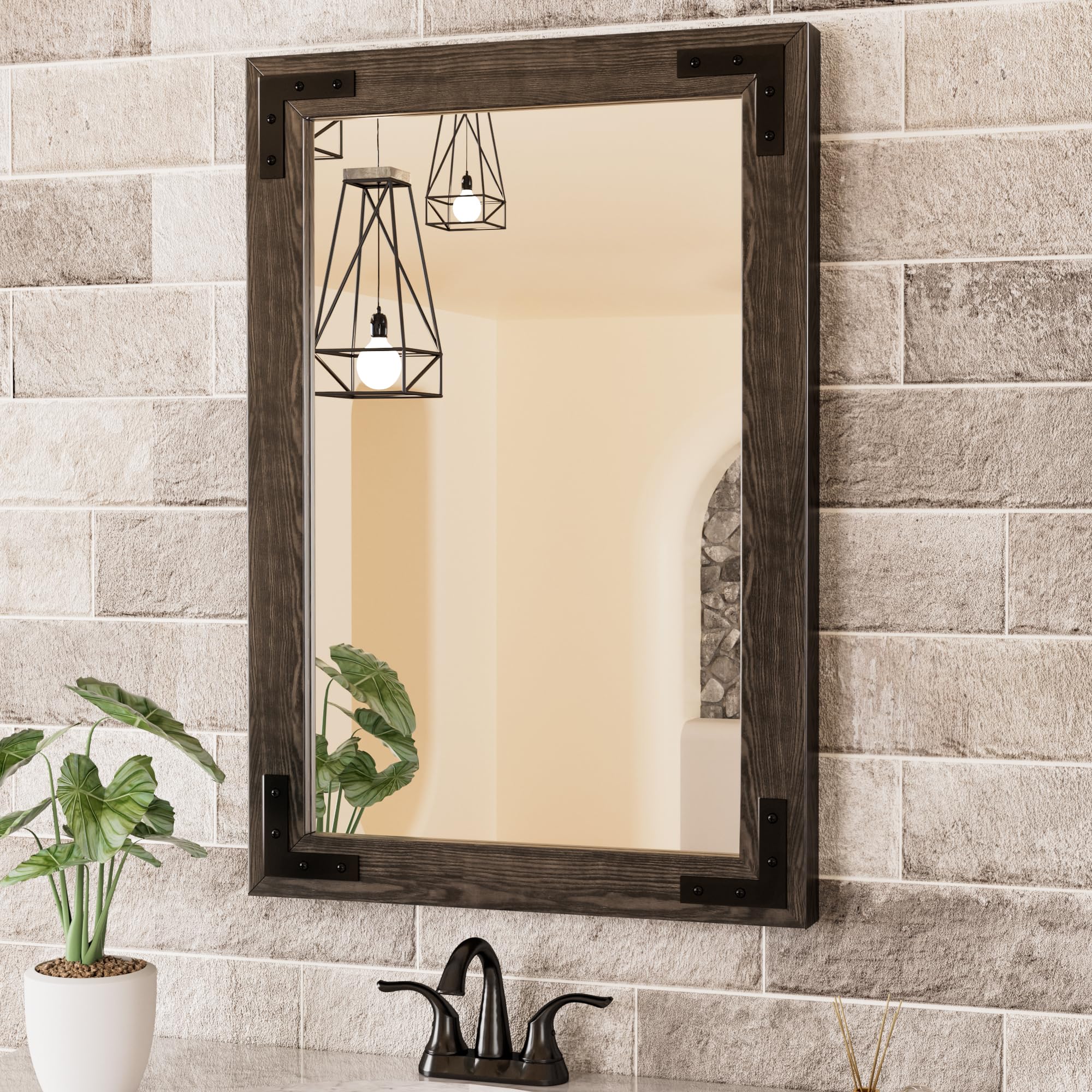 Amazon.com: TETOTE 18 x 26 Black Wooden Mirror for Bathroom Wall