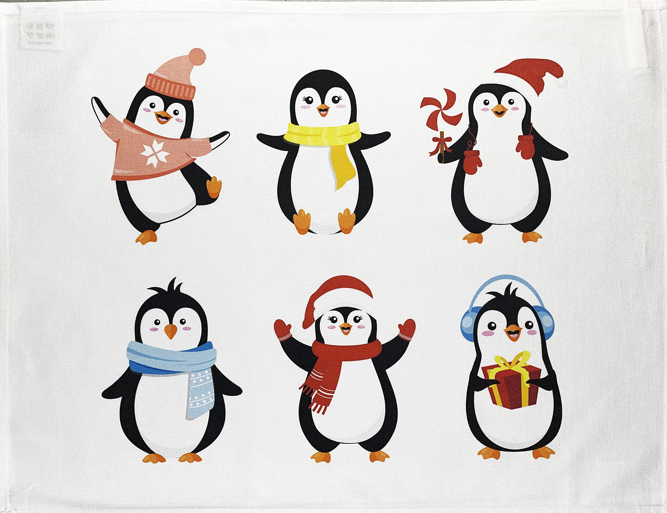 Half a Donkey The Waddle of Christmas Penguins Large Cotton Tea Towel