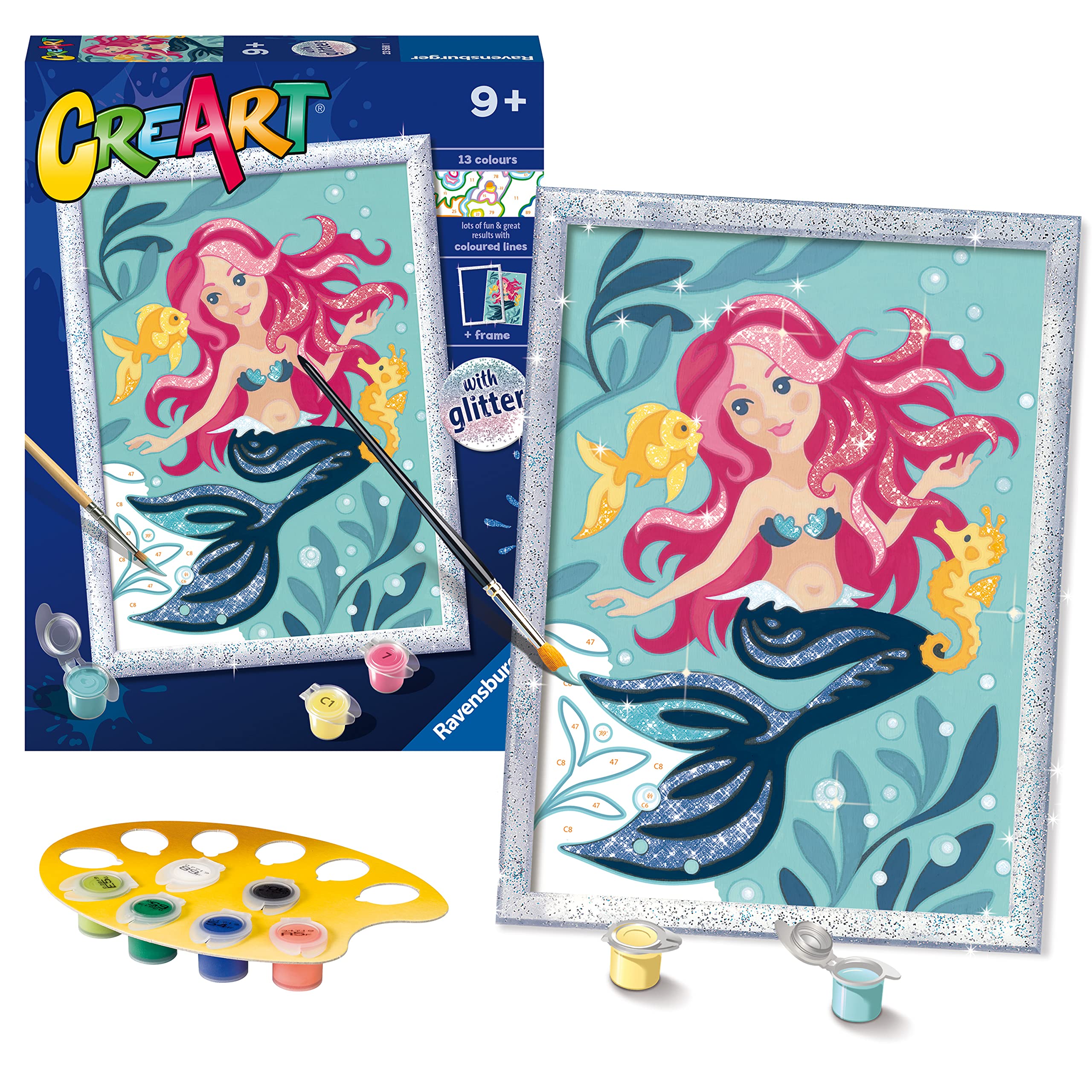 Ravensburger CreArt Enchanting Mermaid Paint By Numbers Kits for Children & Adults Ages 9 Years Up - Kids Craft Set