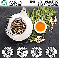 Vista 12 de Party Bargains Disposable Plastic Black Gold Cutlery Set, Infinity Modern Design Utensils, 40 Pack: 16 Forks, 8 Knives, 16 Spoons