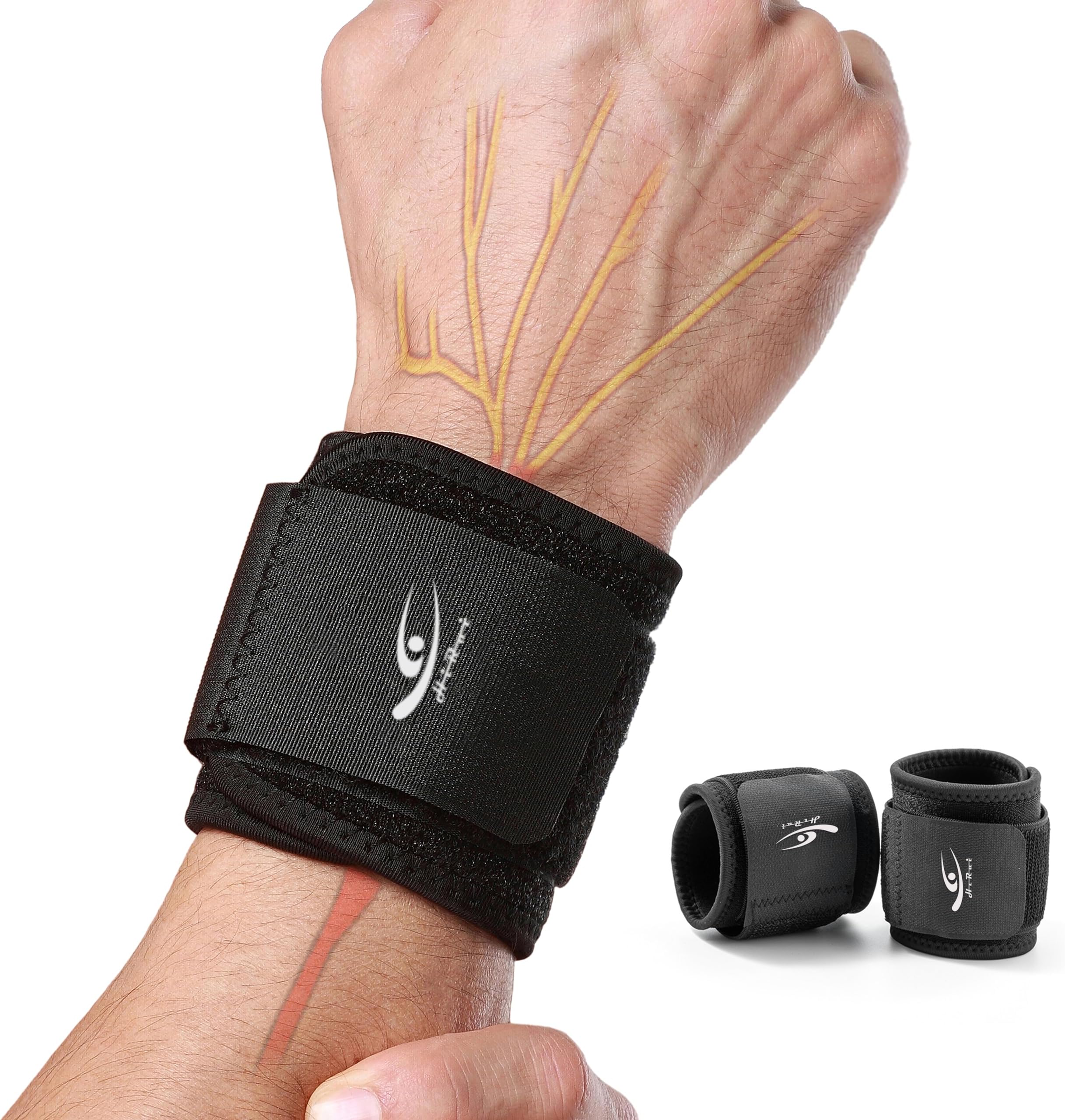 Wrist Compression Strap Wrist Brace Wrist Wraps for Fitness, Weight Lifting, Tendonitis, Carpal Tunnel Arthritis, Pain Relief, Great Support for Men Women, Adjustable (2 PCS)