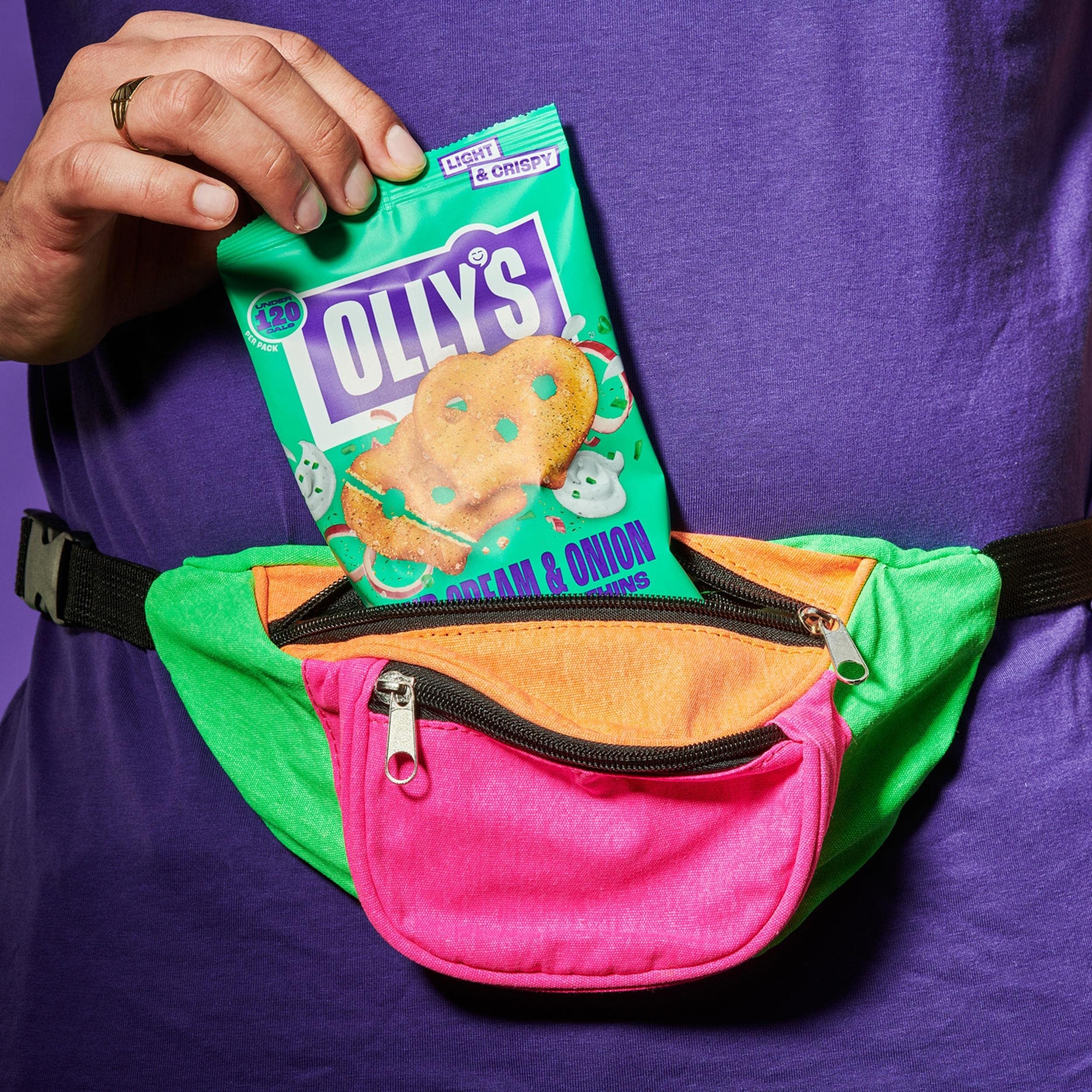 Olly's Pretzels horneados Sabor a Crema Agria y Cebolla, Snacks Veganos, Pack 7 bolsas x 140g