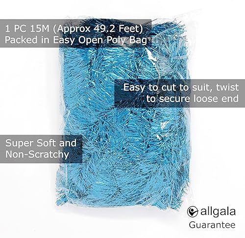 Miniatura 2 de Allgala Guirnalda de oropel de papel de aluminio de Navidad de 50 pies para decoración de árbol de vacaciones, riel de pared para casa, oficina,