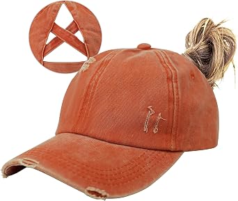 Muryobao Womens Criss Cross Ponytail Baseball Cap Adjustable High Messy Bun Ponycap Trucker Hats Quick Drying Mesh Dad Hat