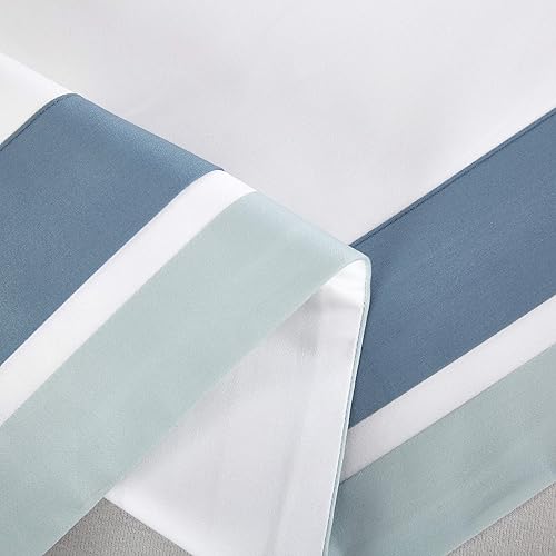 Miniatura 5 de Casabolaj Shading - Juego de funda de edredón de 3 piezas, 100% algodón egipcio, satén de lujo de 400 hilos, marco de retazos con cierre de botón y