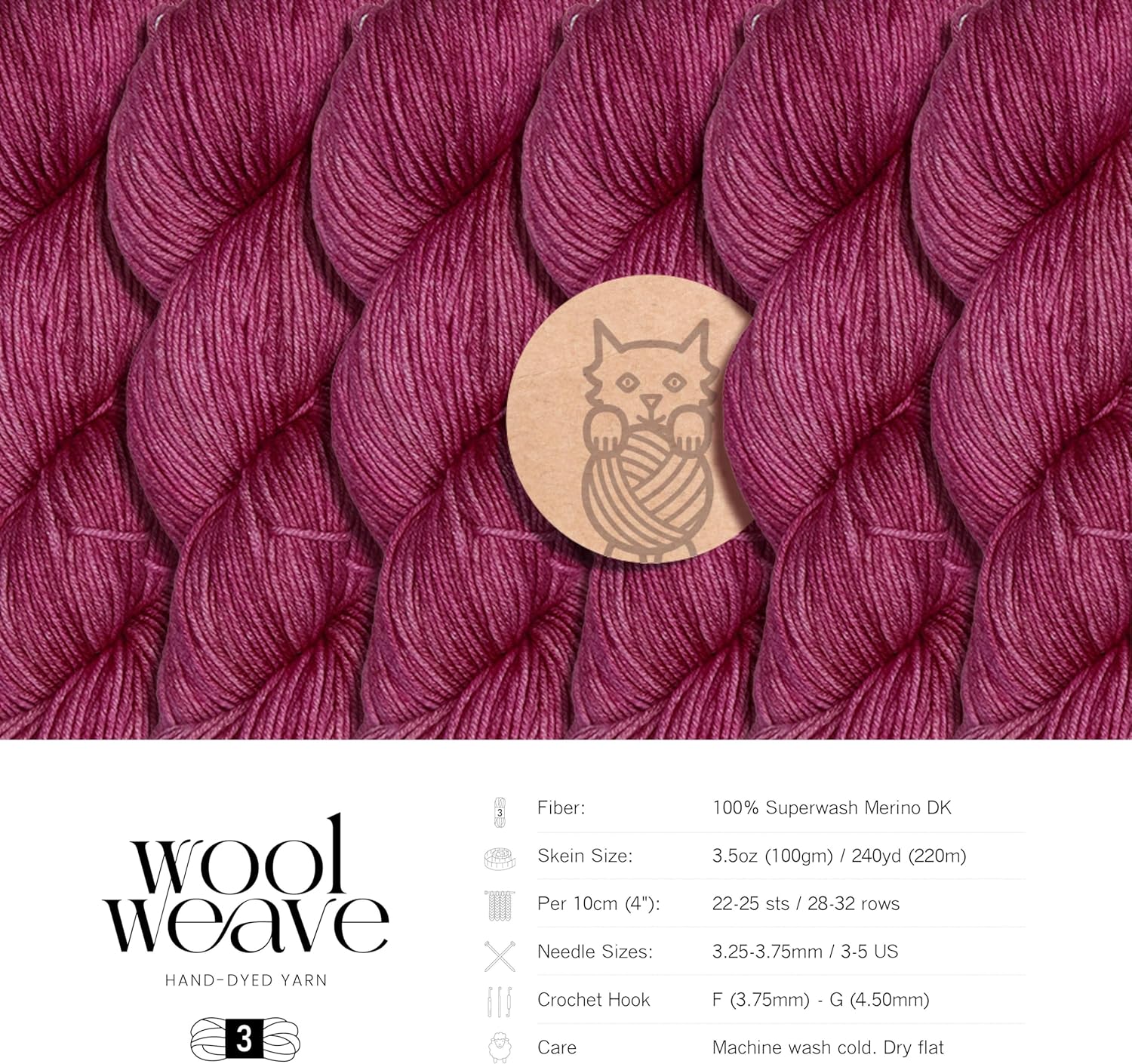 Superwash Merino Wool Yarn for Knitting & Crocheting - Premium Hand Dyed, 100gr, 240 Yards, Dk Weight - Luxurious, Soft & Durable Dusty Rose Yarn