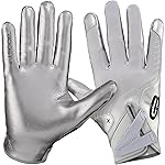 Grip Boost Football Gloves - Solid Stealth 6.0 Boost Plus Sticky Technology - Adult and Youth Football Gloves for Wide Receiver - Men\'s and Boys Sizes (Solid Chrome, Youth Small)