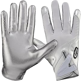 Grip Boost Football Gloves - Solid Stealth 6.0 Boost Plus Sticky Technology - Adult and Youth Football Gloves for Wide Receiver - Men\'s and Boys Sizes (Solid Chrome, Youth Medium)